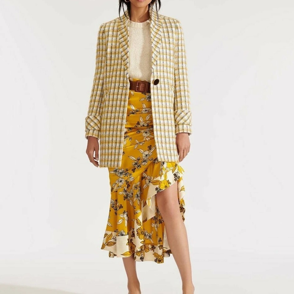 Veronica Beard Jin Yellow Plaid Dickey Jacket Coat - Picture 4 of 9